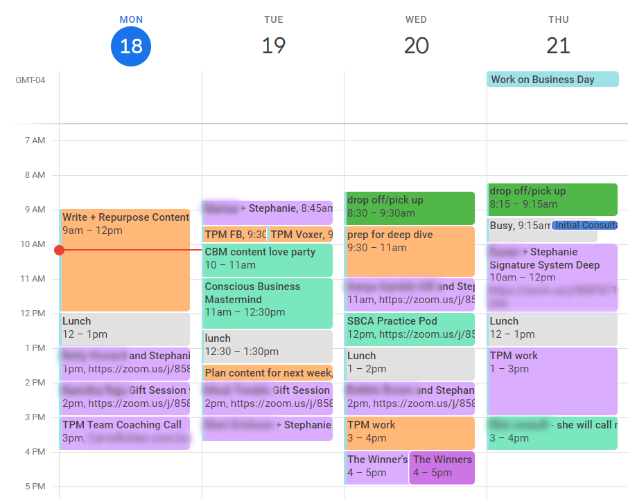 screenshot of google calendar with no spaces left to be scheduled